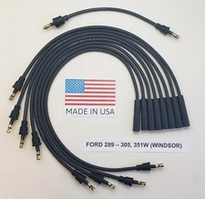 FORD 260 289 302 351W WINDSOR  BLACK 8mm SPIRAL Spark Plug Wires Points Cap USA