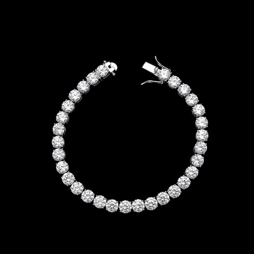 Round Cut Simulated Diamond 20TCW 7" Tennis Bracelet 925 Sterling Silver 5mm - Picture 5 of 10