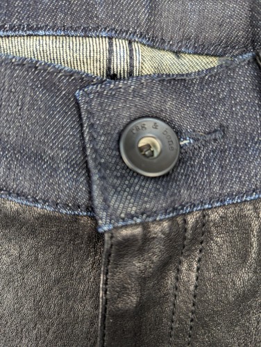 Rag & Bone Hyde Black Lamb Leather & Indigo Denim Combo Skinny Jean Size 27 - Picture 6 of 19