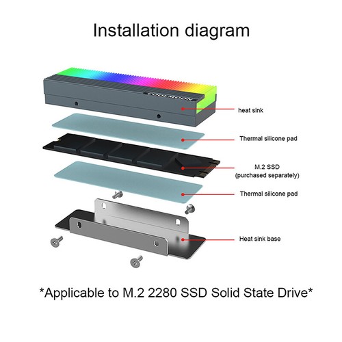 5V ARGB Sync Computer 2280 SSD M2 Radiator PC RGB M.2 Nvme Cooler Heatsink - Afbeelding 8 van 14