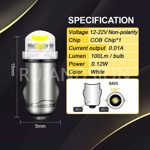 Ruiandsion LED BA5S pour éclairage de tableau de bord 100Lm 12V 22V 4pcs  - Imagen 2 de 8