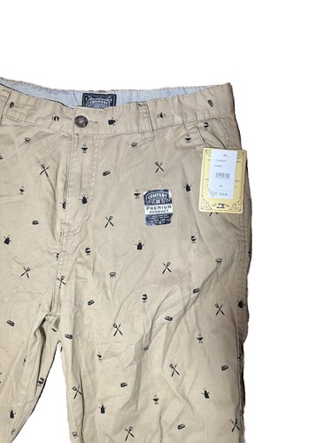 Company 81 Men Cotton Khaki Grilling Theme Printed Summer Shorts Size 34 New - Picture 4 of 6