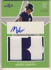 MASON ALBRIGHT 2020 Leaf Perfect Game National Showcase PATCH AUTO /25 ROCKIES