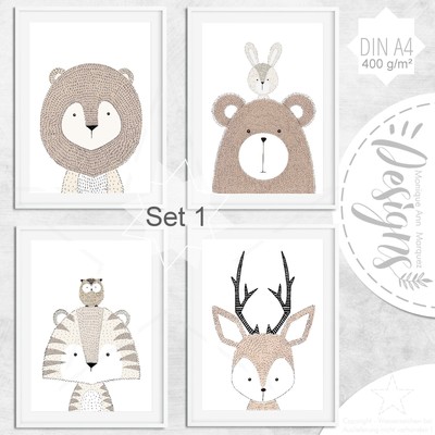 Kinderzimmer Bilder Kinderbild Babyzimmer Deko Tiere Druck Bild Waldtiere A5 Ebay