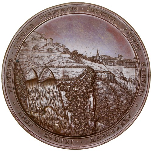 ITALY Papal Tivoli Gregorian Tunnels/Aniene River Diversion 1835 bronze Medal - Picture 2 of 3