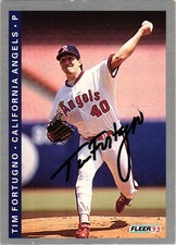 Tim Fortugno #572 Signed 1993 Fleer MLB Baseball Card AUTO Angels
