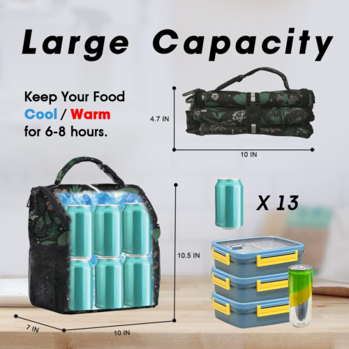 Lunch Box for Women, Insulated Lunch Bag Women with Adjustable Shoulder Strap, C - Picture 2 of 12