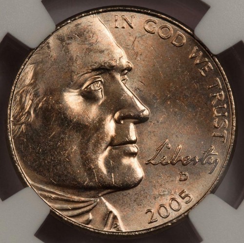 2005 D NGC MS65 Improperly Annealed Planchet Bison Nickel Mint Error Pinkish - Picture 3 of 4