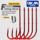 50Pcs Baitholder Fishing Hooks Long Shank Red Worm Hook for Saltwater&Freshwater