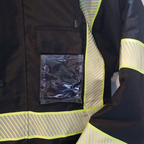 Chaqueta de bombardero negra reflectante de alta visibilidad forro polar de seguridad aislada talla pequeña - Imagen 3 de 7