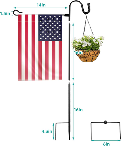 Garden Flag Holder Stand and Shepherd Hook, 36 Inches with 1/2 Inch Thick Heavy - Picture 3 of 12