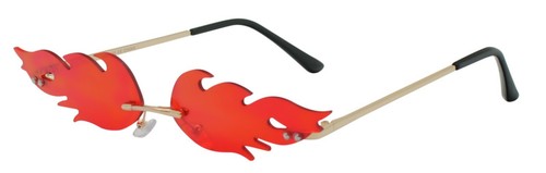 Flame Sonnenbrille mehrfarbig Feuer Konzert Rave Pop Mode randlos klein - Bild 6 von 7