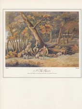 1974 Vintage HUNTING "SHOOTING, THE REPAST" SPANIELS COLOR Art Print Lithograph