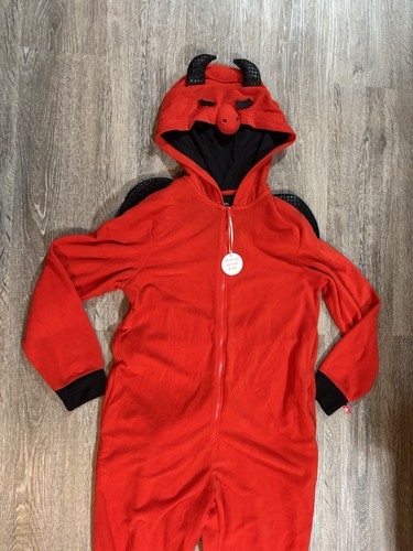 New Classic Red Devil Costume Jumpsuit With Good One Piece Soft Adult Sm - Picture 3 of 4