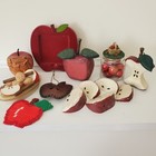 Apple Decorations Lot Cross Knit Magnet Tin Apple Wooden Carved Apples Red Decor