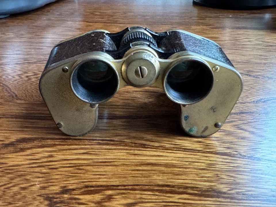 Emil Busch Traliar 31/2x Fernglas um 1918-1921 Germany Pyramide Emblem Lederfolie - Bild 2 von 4