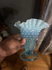 Fenton Blue Hobnail Glass Vase