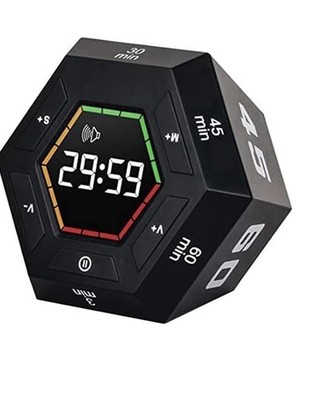 Digital Cube Timer Hexagon Gravity Sensor Pomodoro Countdown Clock Study Cooking