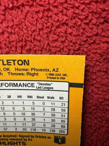 Vintage 1989 Mickey Tettleton Baltimore Orioles Donruss MLB Trading Card 401 - Picture 10 of 12