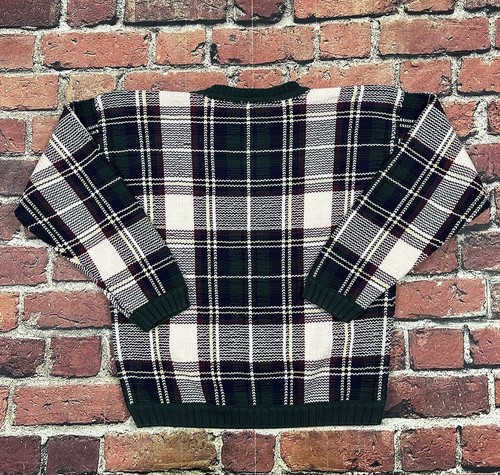 Vintage Northern Reflections Sweater Men’s L Multicolor Plaid Knit Grandpa 90s - Picture 3 of 9