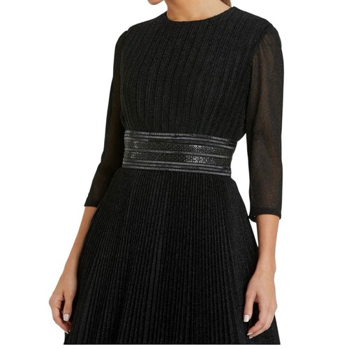 Mac Duggal Dress 30700 Black Shimmering Pleated A-Line Gown Size 4 NWT $498 - Picture 2 of 9