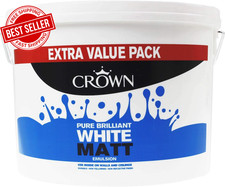 Matt Emulsion Paint 7.5L Pure White Wall Long Lasting Home Easy Fast Durable 2.80 per litre