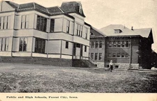 Forest City Iowa Public & High Schools, B/W Photo Print Vintage PC U17264