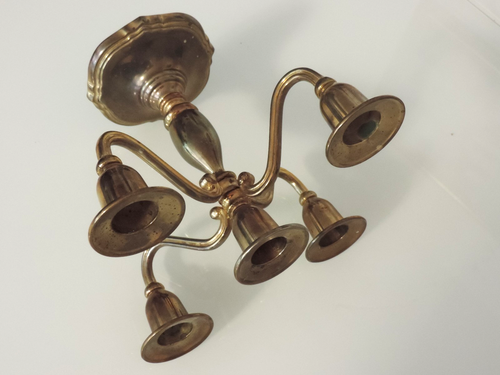 5 Flamiger/Armiger Alter Messing Versilberter Kerzenleuchter Kerzenhalter - Bild 6 von 10