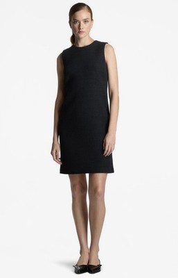 St. John Knits Black Textured Studio Tweed Shift Dress Size 18