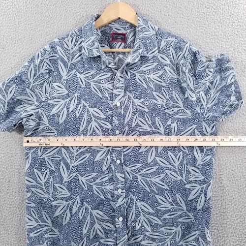 UNTUCKit Shirt Large 100% Linen Blue Palm Floral Hawaiian Short Sleeve Brentin - Picture 5 of 10
