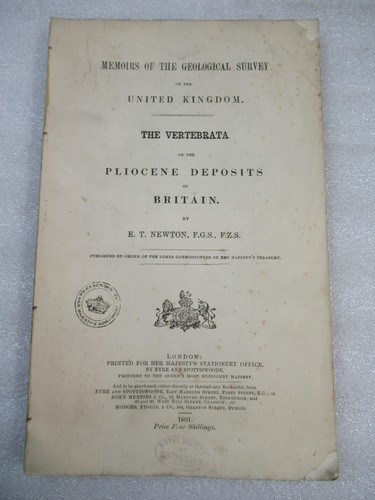 1891 Die Wirbeltiere der pliozänen Lagerstätten Großbritanniens - Geological Survey PB - Bild 2 von 24