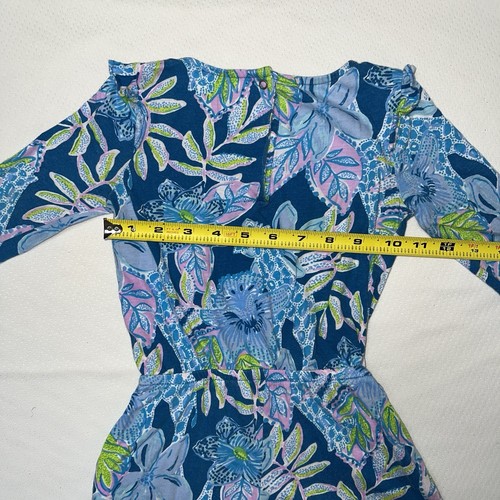 Lilly Pulitzer Little Girls XS 2/3 Sasha Romper Macaw Blue Ruffles Elbow Sleeve - Picture 3 of 5