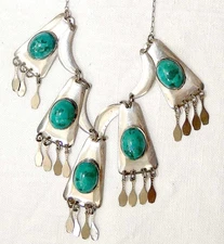 Vintage Silver Sterling 925 Necklace with Eilat Stone, Signed, Israel, 1960’s