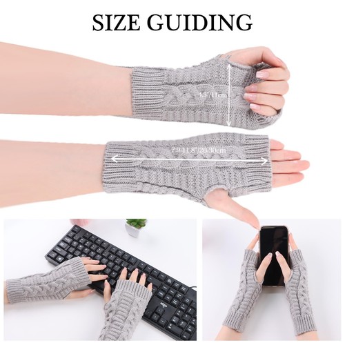 4 Pairs Knitted Fingerless Gloves for Women Winter Thumbhole Wrist Warmer Men... - Picture 5 of 6