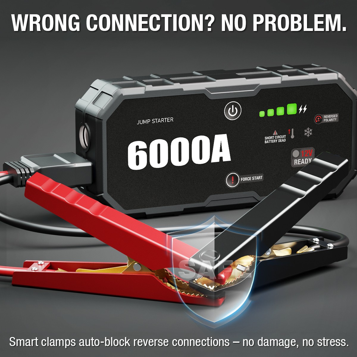 Portable 6000A Car Jump Starter Emergency Heavy Duty Battery Booster Supersafe