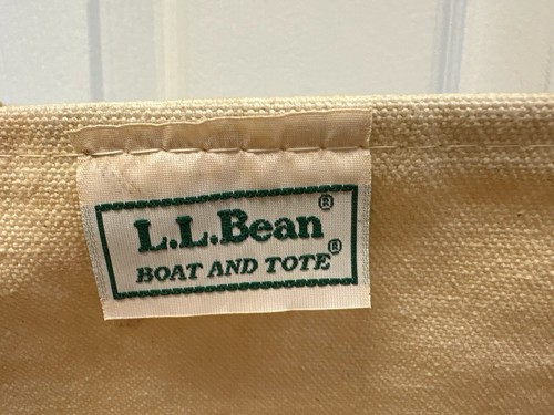 Vintage 80’s LL Bean Boat & Tote XL Stiff Canvas Bag Navy Blue Boat And Tote Tag - Picture 2 of 7