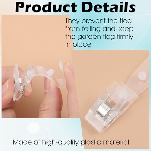 Xindojuz 15 Stück Gartenflaggenstopper, Kunststoff Gartenflaggenclips Anti Klar - Bild 3 von 7