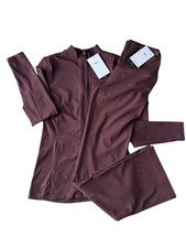 NWT Nike Yoga Set Leggings Jacket Small Brown Matching Athletic Workout Outfit