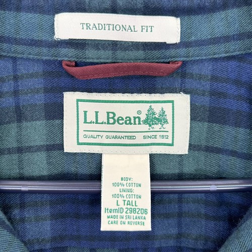 L.L. Bean Chamois Langarm Hemd mit Knopfleiste Herren Large Tall weinrot Fleece gefüttert - Bild 3 von 13