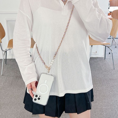 Korea Luxury Metal Pearl Leather Lanyard Necklace Straps Universal Mobile Ph _ha - Afbeelding 7 van 14