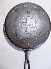XLNT Griswold 704W No.8 LBL Cast Iron Skillet-Restored-Flat-No Spin-XLNT