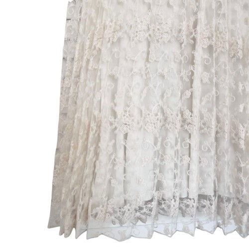 Zara girls ecru plisse pleated floral embroidered lace midi skirt size 13-14 - Picture 4 of 9