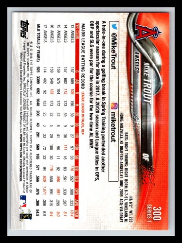 2018 Topps Series 1 #300 Mike Trout - Picture 2 of 2