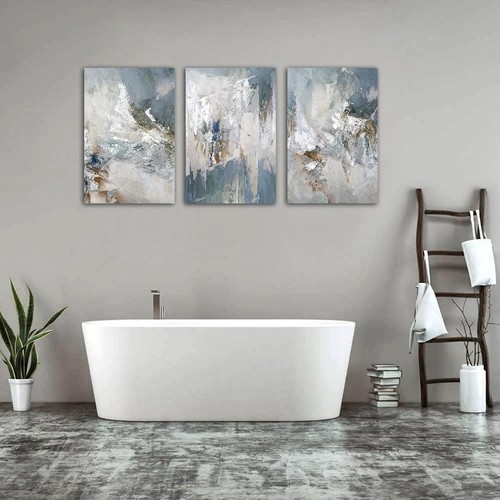 Abstract Canvas Wall Art Blue Grey Canvas Picture Decor Painting Prints for B... - Picture 6 of 6