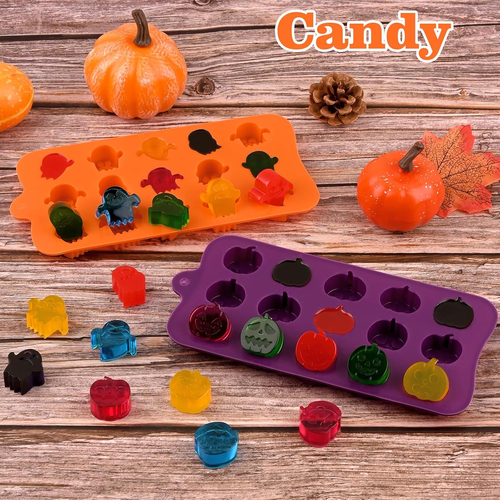 Confezione da 4 Stampi per Caramelle Halloween, Stampo per Zucca in Silicone, Stampo per Cioccolato Fantasma - Foto 2 di 12