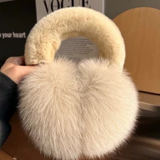 Unisex Full Pelt Real Fox Fur Earmuffs Warm Rabbit Fur Scarf Ear Muffs Earlap