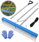 Floating Weed Lake Rake, 36" Aluminum Landscape Rake with Adjustable Handle,