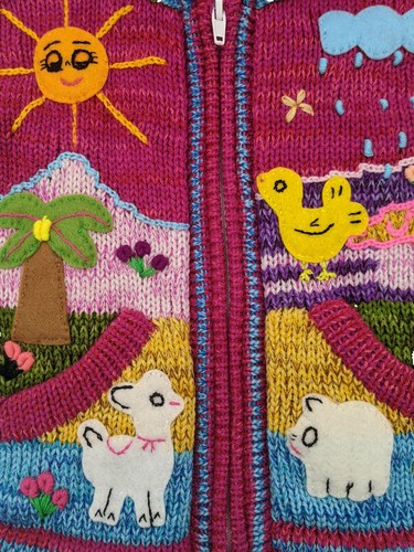 Alpaca Wool Age 1-2 Kids Cardigan Jacket Coat Pixie Hoody Children's Winter Warm - Picture 17 of 21