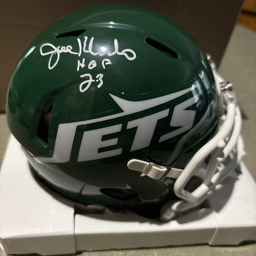 CASCO JOE KLECKO FIRMATO AUTO NEW YORK JETS TAGLIA MINI con certificato JSA HOF 23
