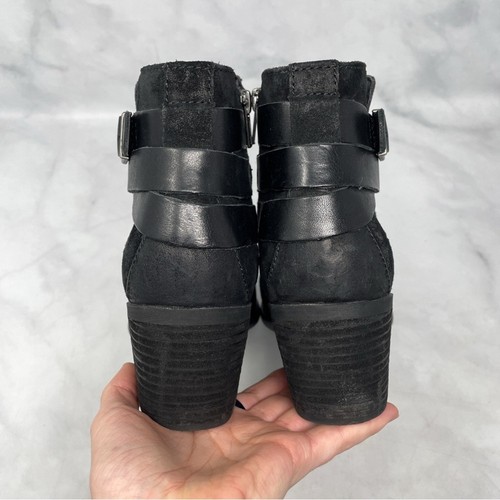 Born Payton Nubuk Wildleder Leder Gürtel Riemen Blockabsatz Stiefeletten schwarz 9,5 - Bild 6 von 9